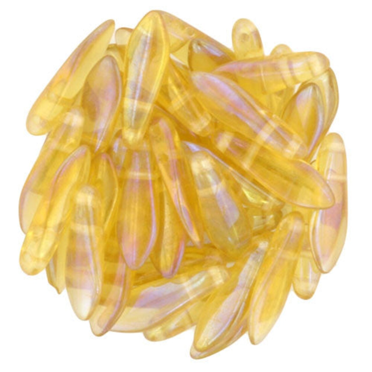 Czechmate 16mm X 5mm X 3mm Dagger Glass Czech Two Hole Bead, Luster Iris Topaz